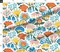 Scandinavian Floral Folk Flowers Pink Yellow Blue Garden Botanical Vintage Retro Midcentury Modern Custom Printed Fabric by Spoonflower Various Fabrics by the Yard or Fat Quarter